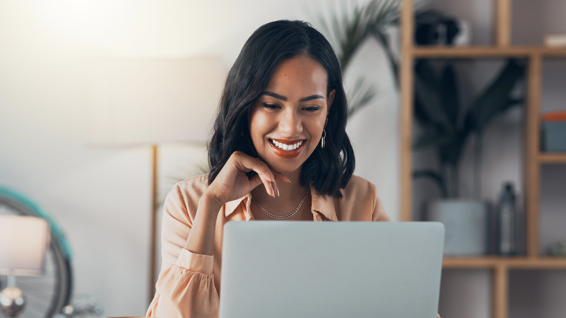 Woman working on laptop