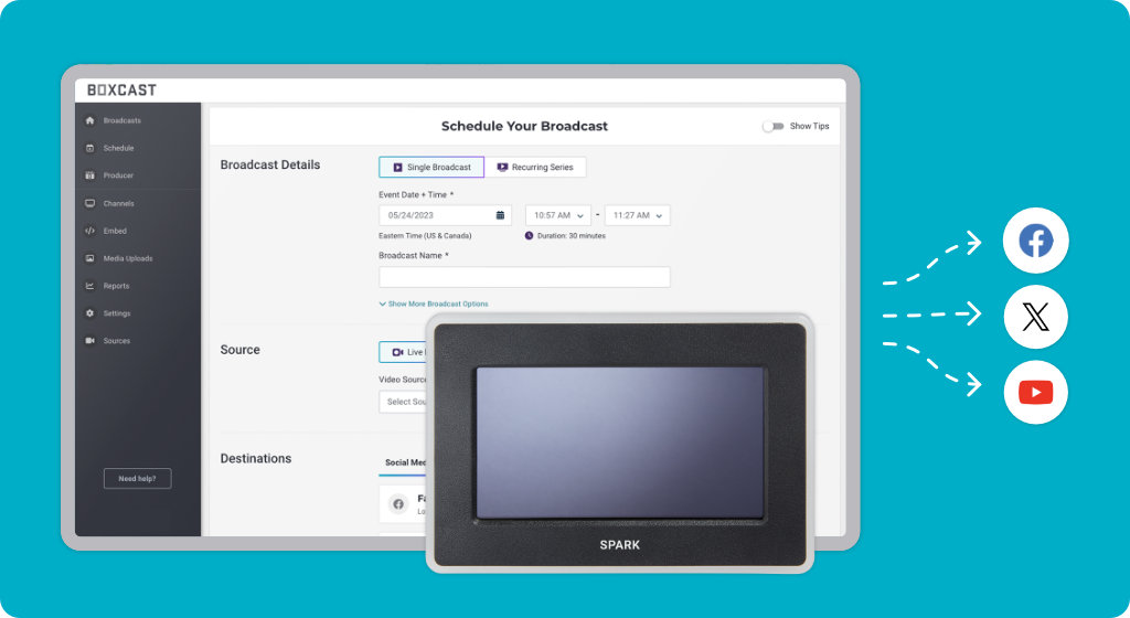 BoxCast Streaming Dashboard and Spark encoder