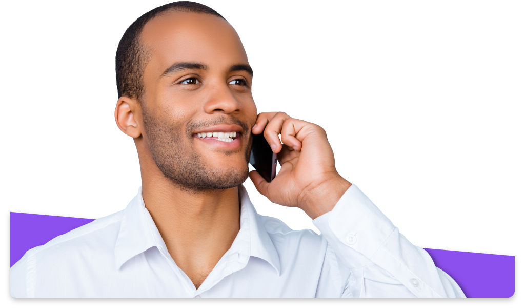 Salesman calling a client