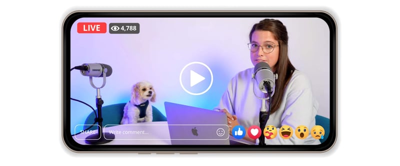 Facebook Live stream of a video podcast playing on an iPhone