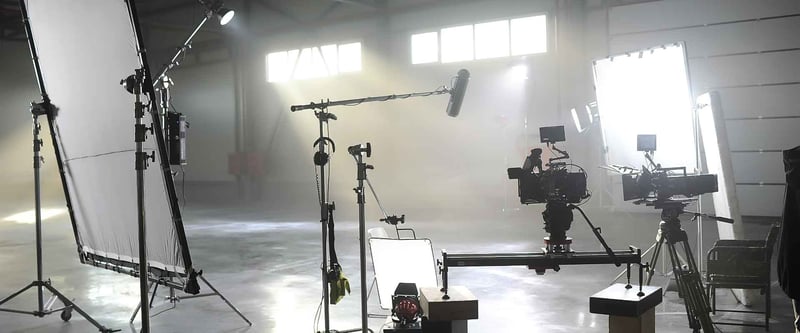 Film Set with cameras and lights set up