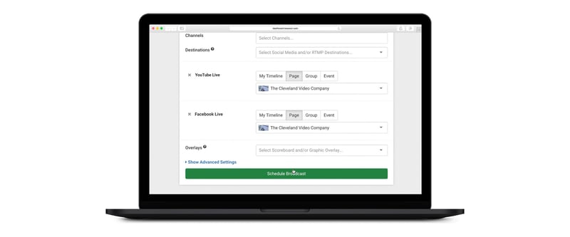 BoxCast dashboard streaming to multiple sources