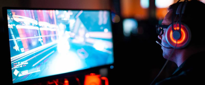 Video gamer streaming their PC gameplay