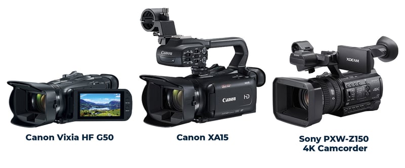 Canon Vixia HF G50, Canon XA15, Sony PXW-Z150 4K Camcorder