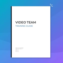 Video Team Training guide document on colored background