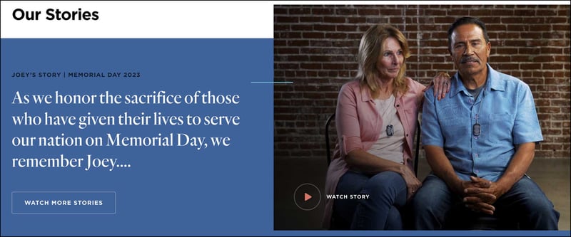 church website screenshot with video storytelling example