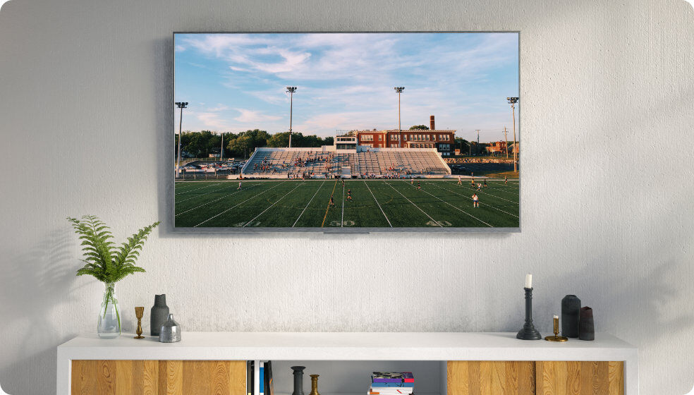 TV with 4K video of a soccer game