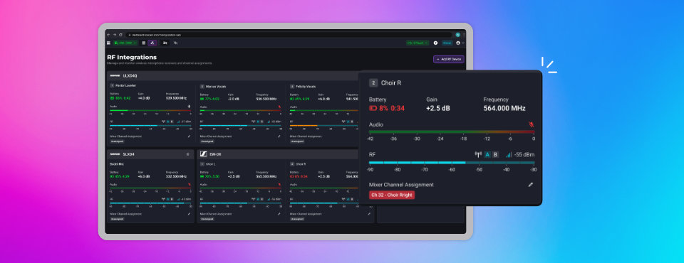 Screenshots of BoxCast's RF Integration