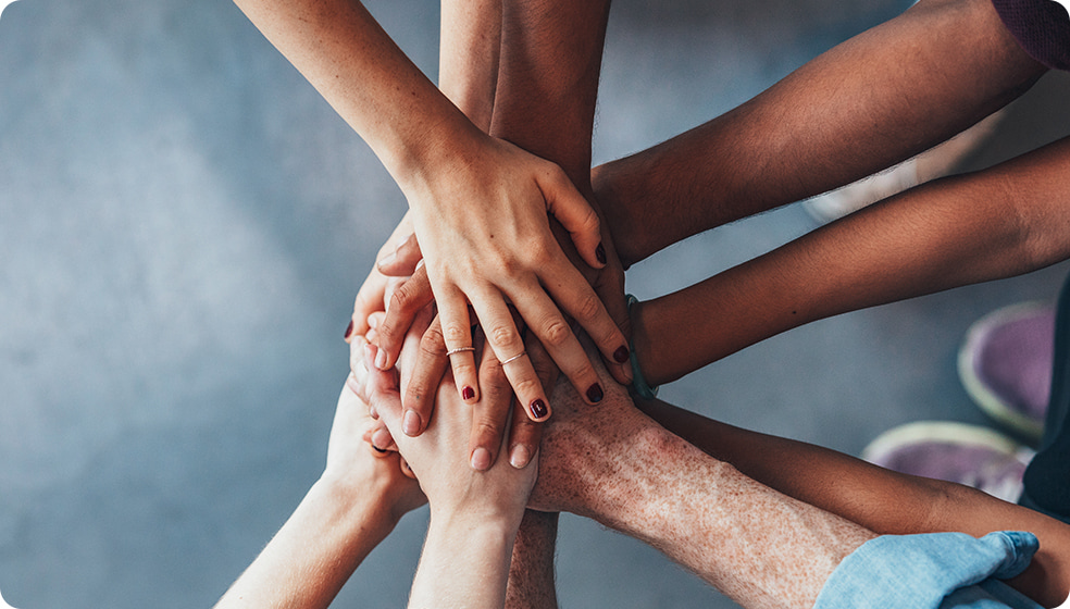 Group of people showing a sense of community