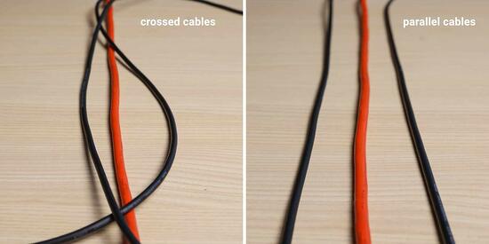 Comparison of audio cables crossing over power cables perpendicularly