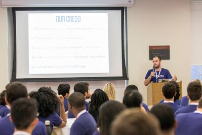 A VFA Fellow gives a presentation at Training Camp