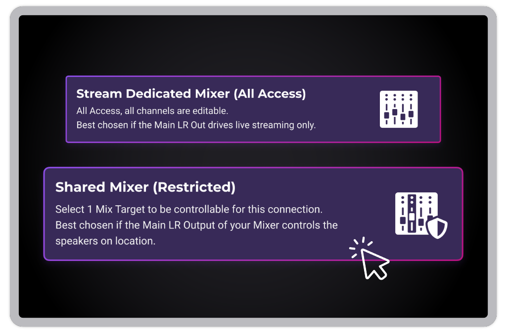 Mixer mode options in Mixing Station Web