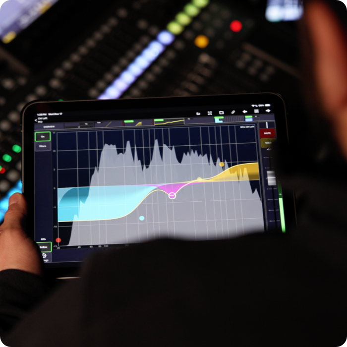 A person using Mixing Station on a tablet