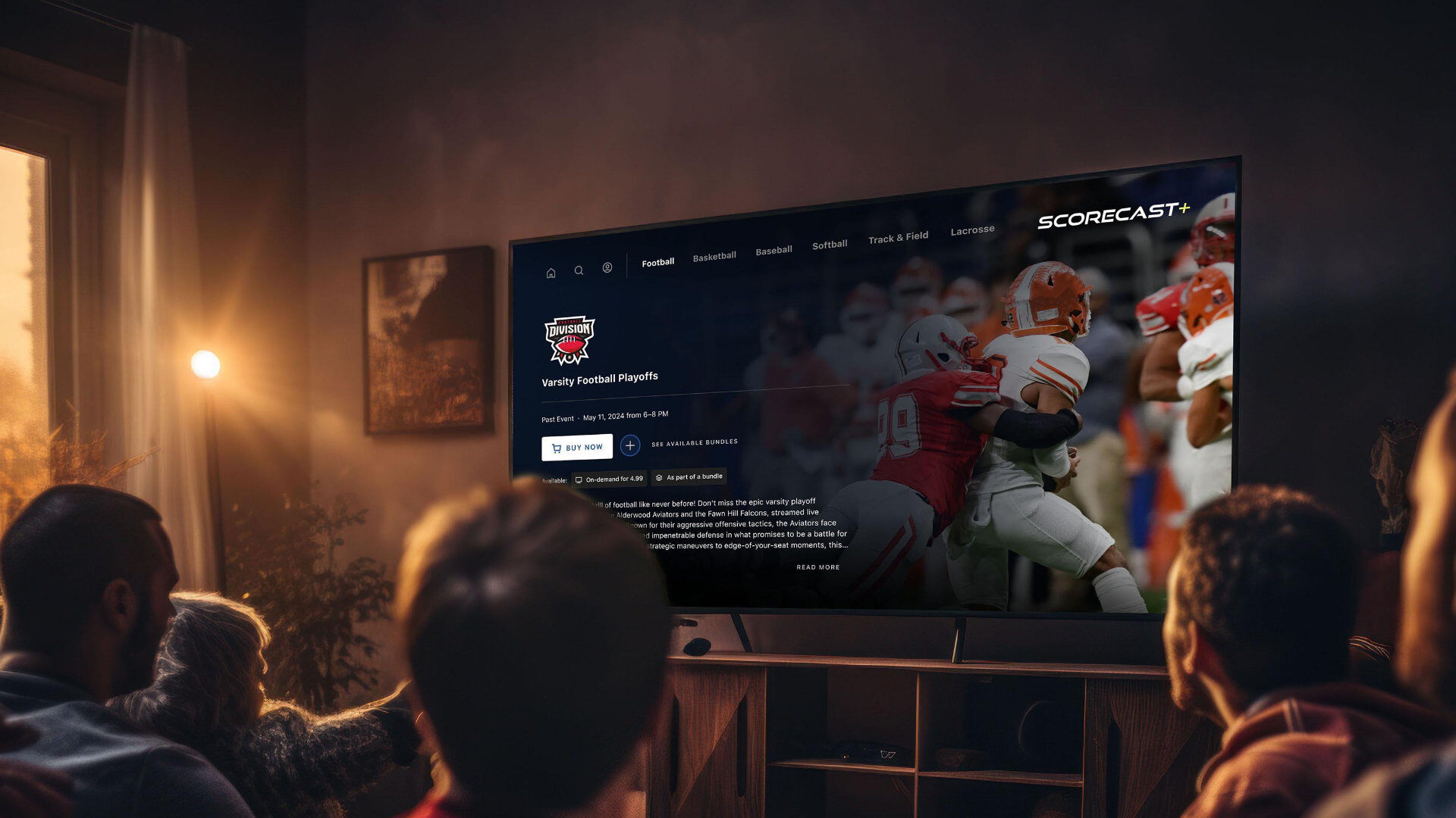 People watching a custom-branded OTT app on a TV