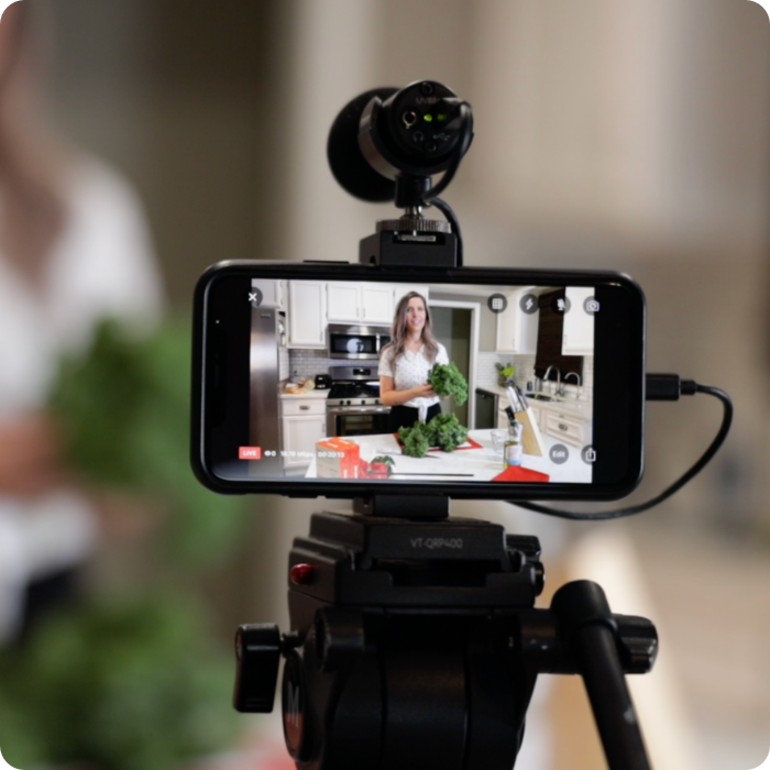 Woman streaming with the Broadcaster app