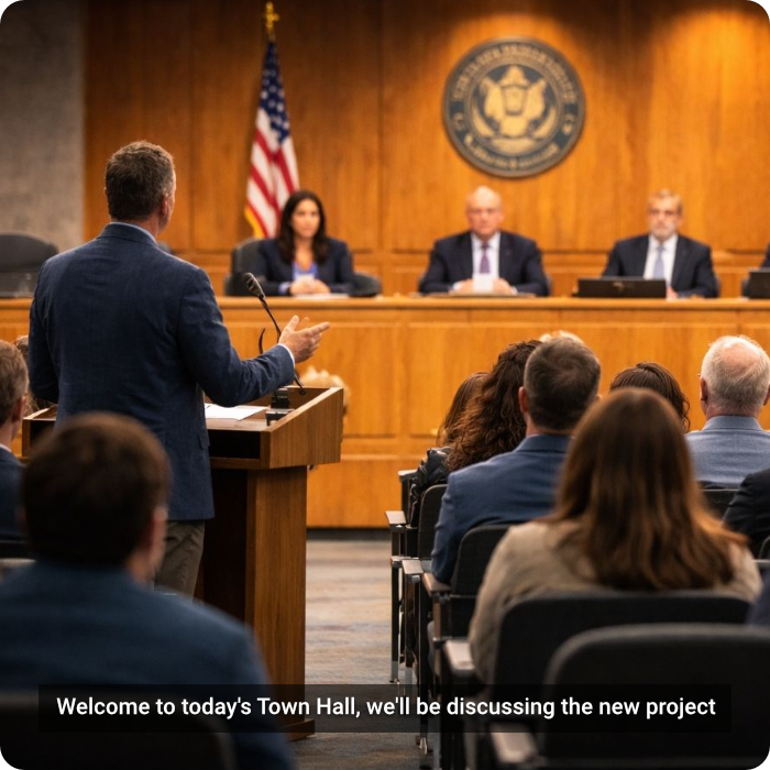 Live captions on a town hall meeting