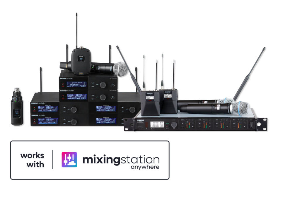 Shure wireless systems and the Works with Mixing Station Anywhere badge