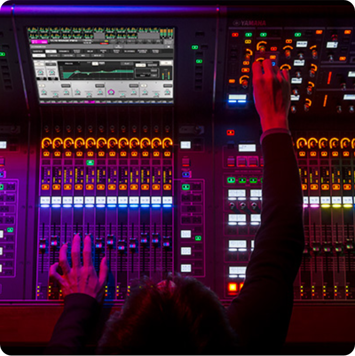 Someone using Yamaha audio equipment