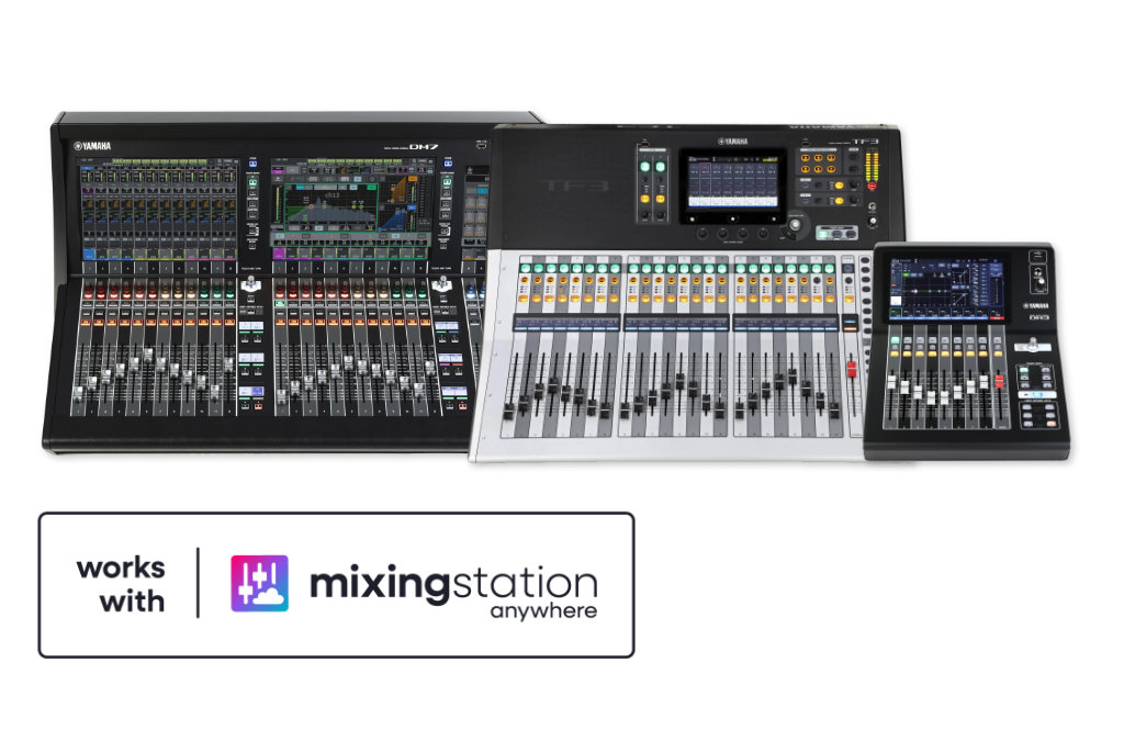 Yamaha mixers and the Works with Mixing Station Anywhere badge