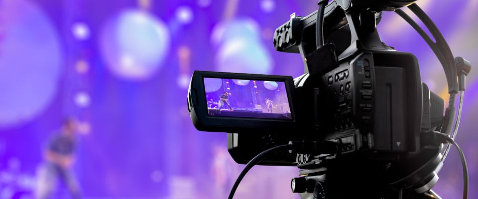 Video camera set up to live stream at a church