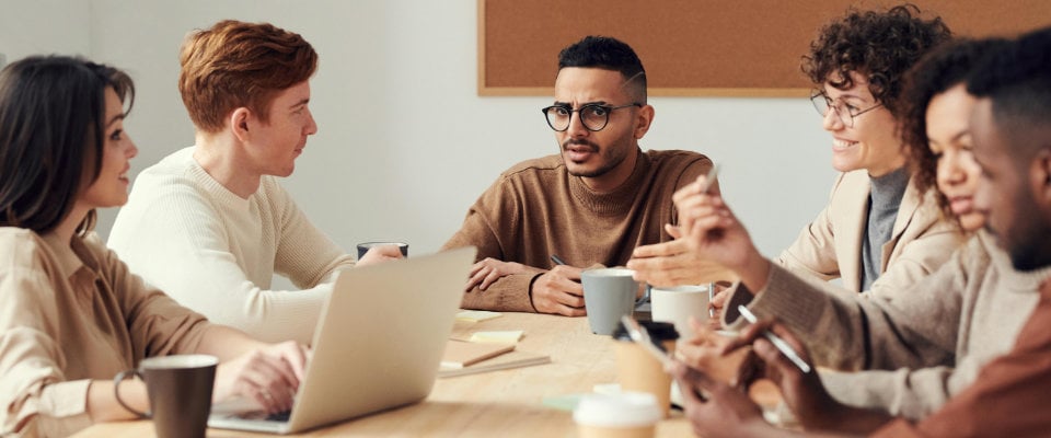 Church team working together in a meeting