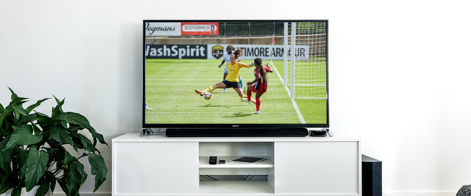 TV streaming soccer game in high quality