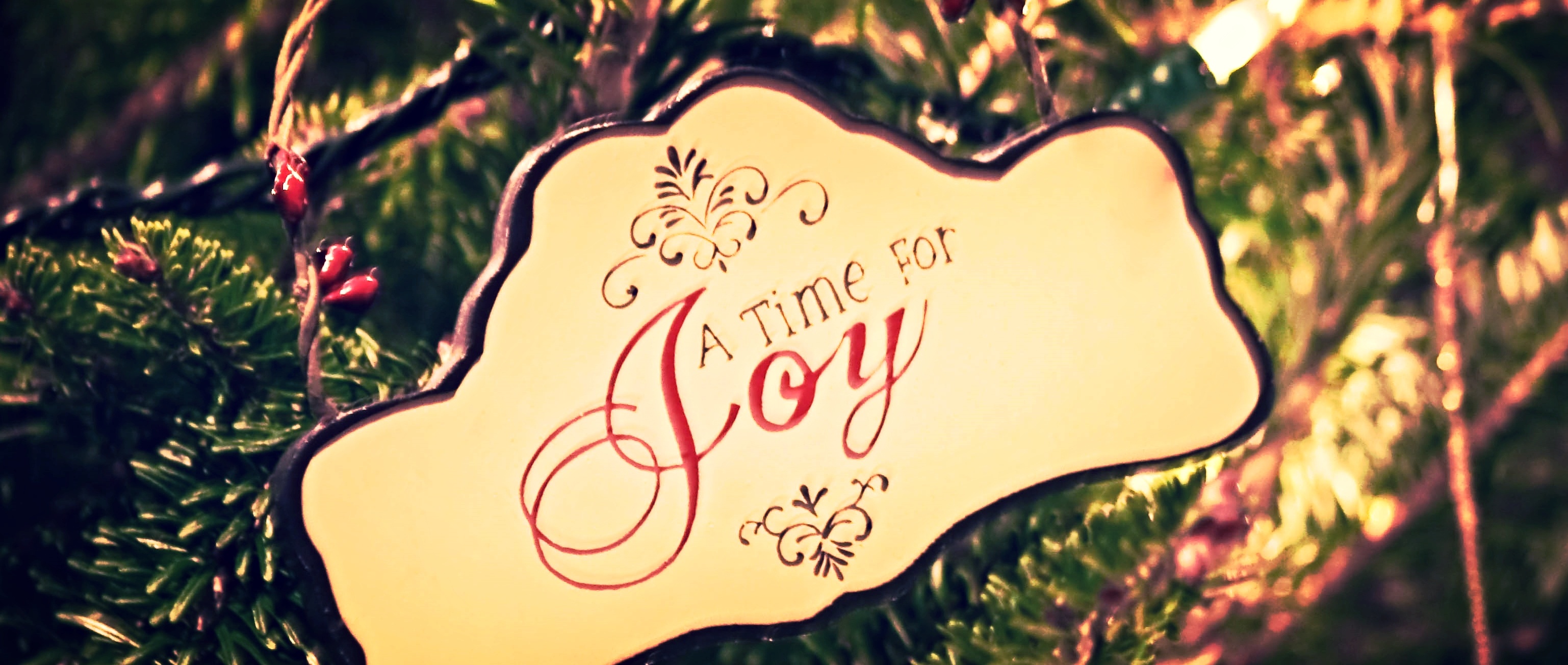 A Christmas ornament that says "The Season for Joy"