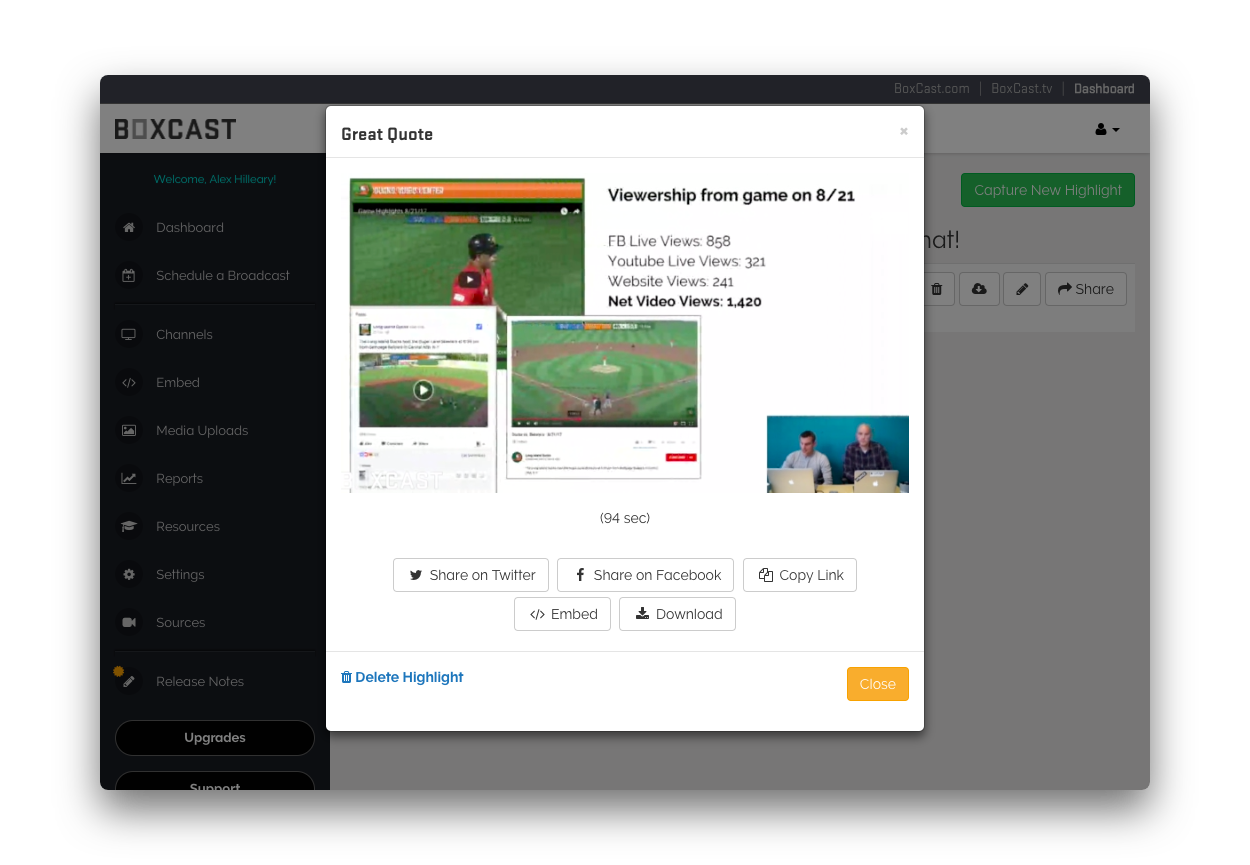 How to Make Highlight Clips from Your Live Stream | BoxCast